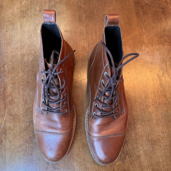 HELM Hollis Boots Men 12EE Tan Leather Cap Toe Lace Up Lug Sole Work Casual main image 5